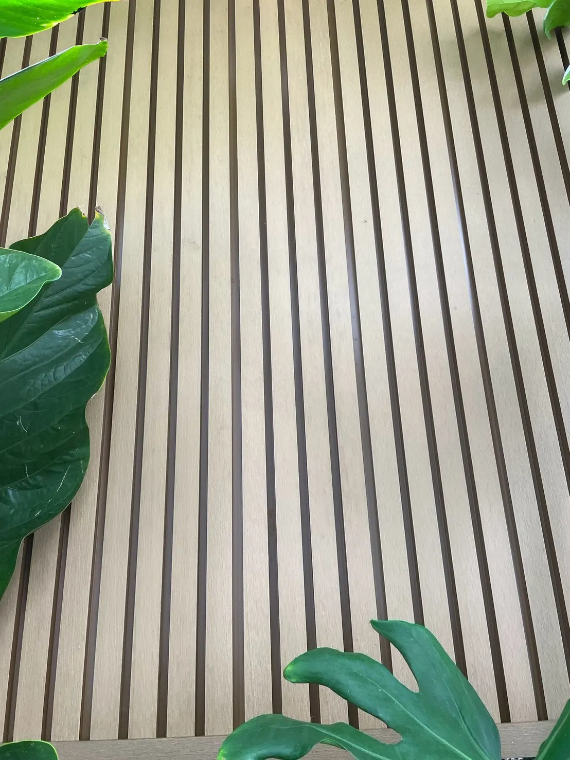 ผนังระแนงไม้เทียมโทนไม้อ่อน — WPC Battens | NexSteel Solutions